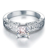 1.00ct Vintage Diamond Engagement Ring, Princess Cut, 925 Silver