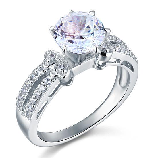 1.25ct Vintage Diamond Engagement Ring, Round Brilliant Cut, 925 Silver