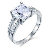 2.00ct Princess Cut Diamond Engagement Ring, Split Shank, 925 Silver