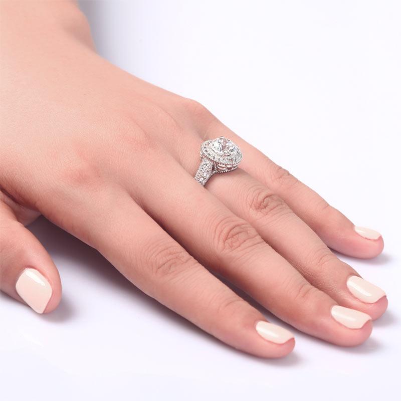 2.00ct Vintage Diamond Engagement Ring, Round Brilliant Cut, 925 Silver