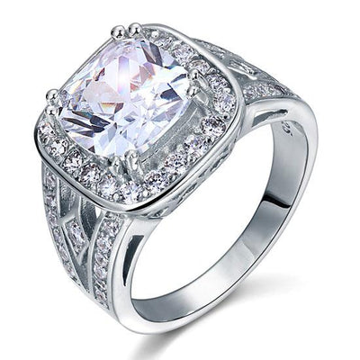 4.00ct Art Deco Cushion Cut Diamond Engagement Ring, 925