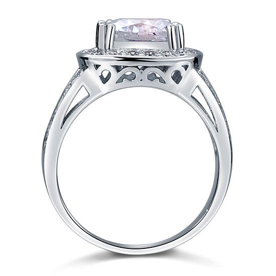 4.00ct Art Deco Cushion Cut Diamond Engagement Ring, 925 Sterling Silver