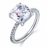 3.00ct Cushion Cut Diamond Engagement Ring, 925 Silver