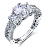 1.00ct Vintage Oval Cut Diamond 3 Stone Engagement Ring, 925 Sterling Silver