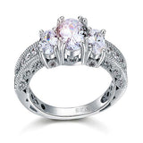 1.00ct Vintage Oval Cut Diamond 3 Stone Engagement Ring, 925 Sterling Silver