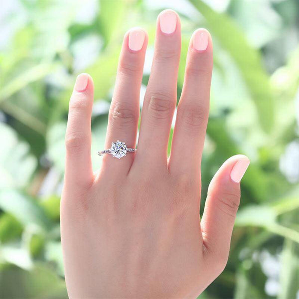 2.00ct Vintage Brilliant Cut Diamond Engagement Ring, 925 Silver