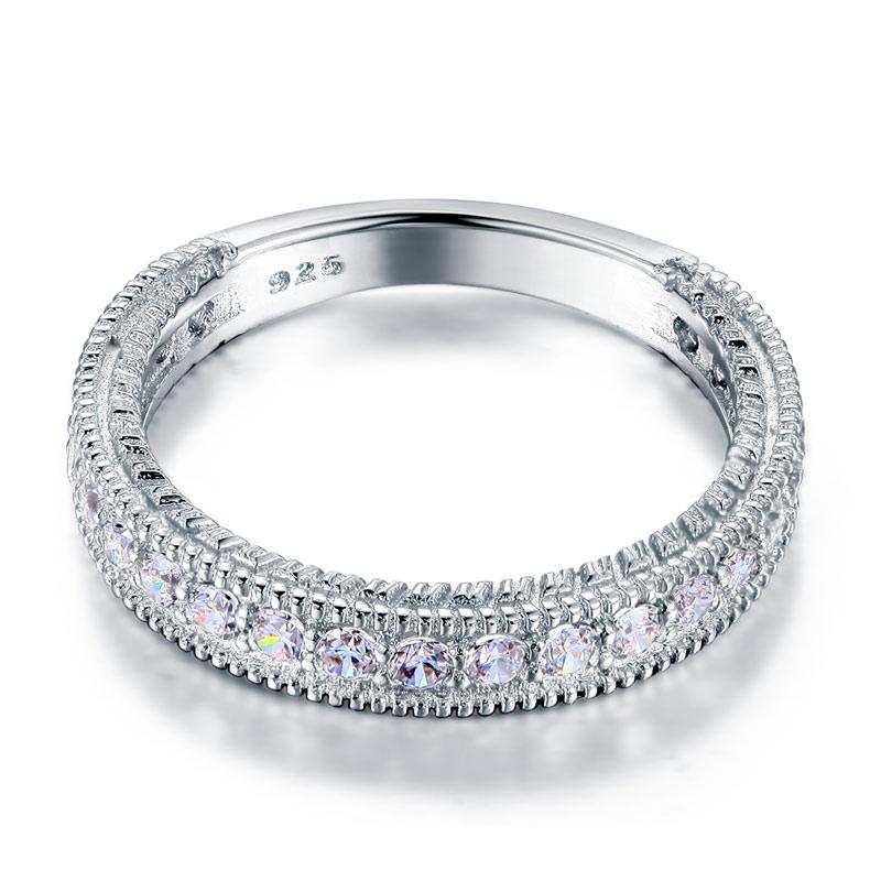 0.33ct Vintage Diamond Wedding Band, 925 Sterling Silver