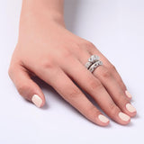 1.50ct 3 Stone Vintage Round Cut Diamond Bridal Ring Set, 925 Sterling Silver