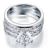 2.00ct Classic Diamond Bridal Ring Set, Round Brilliant Cut, 925 Silver