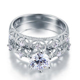 1.25ct Vintage Round Cut Diamond Bridal Ring Set, 925 Sterling Silver