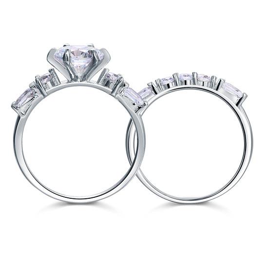 2.00ct Vintage Round Cut Diamond Bridal Ring Set, 925 Sterling Silver