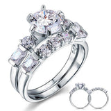 2.00ct Vintage Round Cut Diamond Bridal Ring Set, 925 Sterling Silver