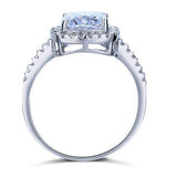 3.00ct Cushion Cut Diamond Halo Engagement Ring, 925 Sterling Silver