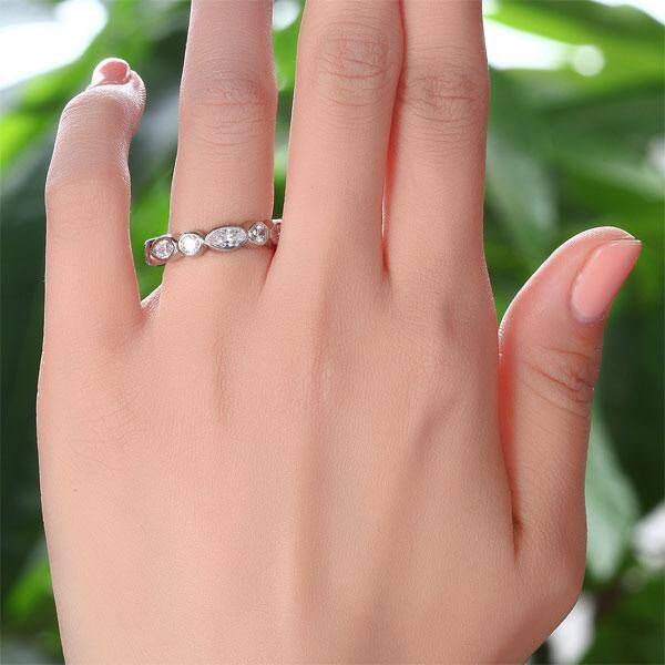 1.50ct Marquise Cut, Full Diamond Eternity Ring, 925 Sterling Silver