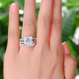 1.50ct Princess Cut Diamond Halo Bridal Ring Set, 925 Sterling Silver