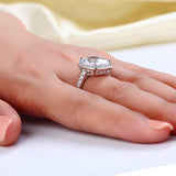 6.00ct Classic Cushion Cut Diamond Halo Engagement Ring, Diamond Shoulders, 925 Silver