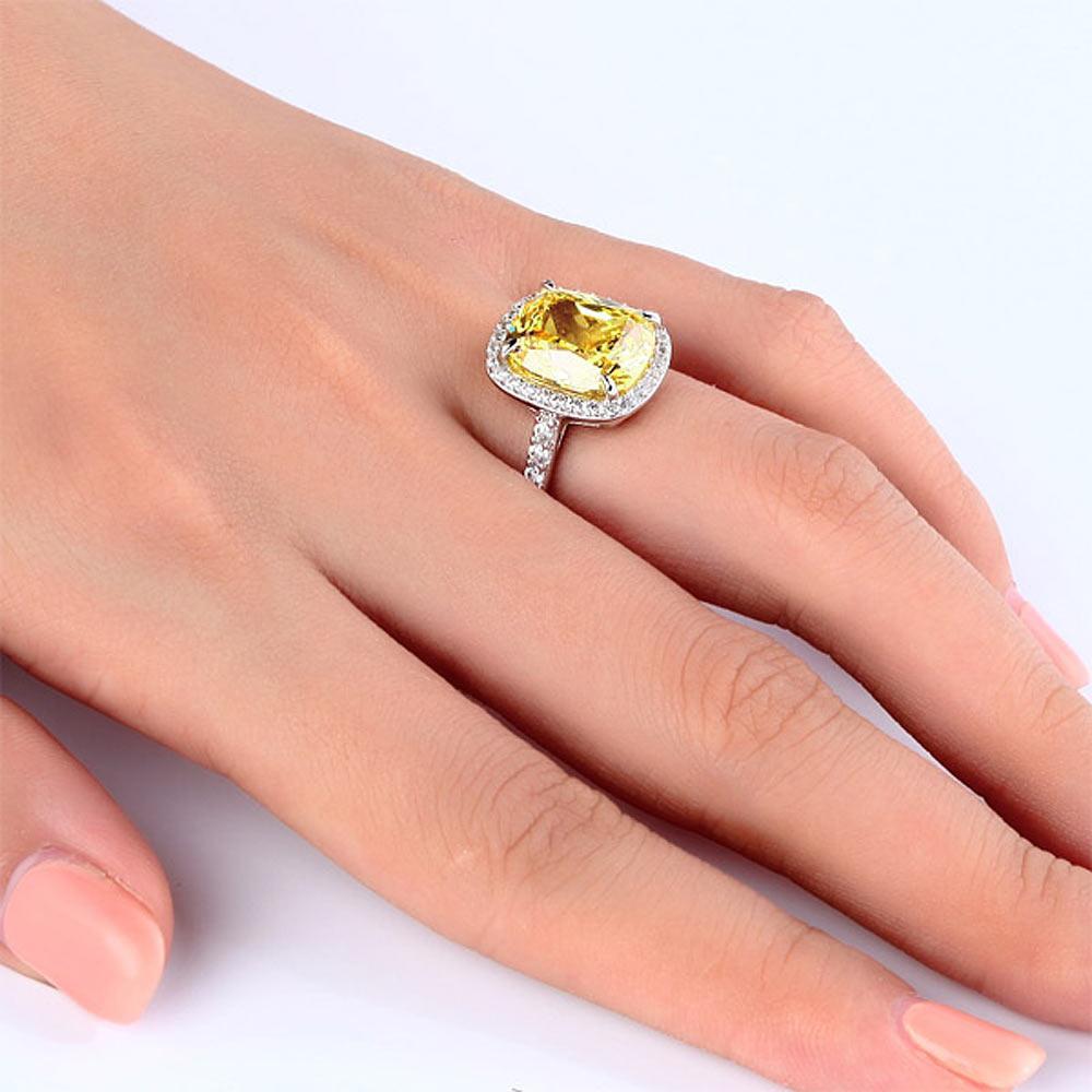 Cushion cut yellow sapphire ring shop