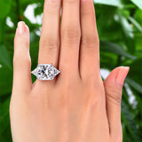 8.00ct Classic Radiant Cut Diamond Engagement Ring, 925 Silver