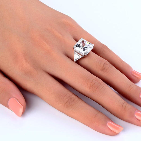 8.00ct Classic Radiant Cut Diamond Engagement Ring, 925 Silver