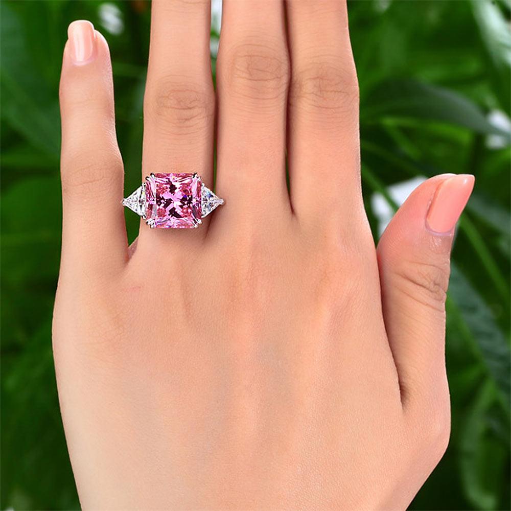 8.00ct Classic Radiant Cut Pink Diamond Engagement Ring 925 Silver Infinity Diamond Jewellery