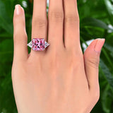 8.00ct Classic Radiant Cut Pink Diamond Engagement Ring, 925 Silver