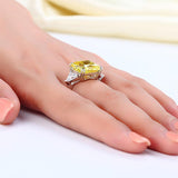 8.00ct Classic Radiant Cut Yellow Diamond Engagement Ring, 925 Silver