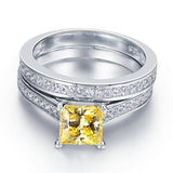 1.50ct Princess Cut Yellow Diamond Bridal Set