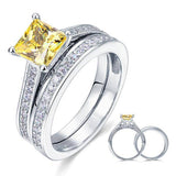 1.50ct Princess Cut Yellow Diamond Bridal Set