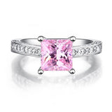 1.50ct Princess Cut Pink Diamond Engagement Ring, 925 Sterling Silver