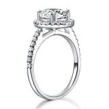 2.00ct Round Cut Diamond Halo Engagement Ring, 925 Sterling Silver
