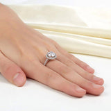 1.20ct Rose Gold, Round Brillaint Cut Diamond Halo Ring, 925 Sterling Silver Engagement Ring
