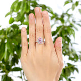 2.00ct Pink Pear Cut Diamond Engagement Ring, Diamond Halo, 925 Silver
