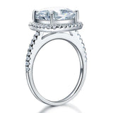 5.00ct Cushion Cut Diamond Halo Engagement Ring, 925 Sterling Silver