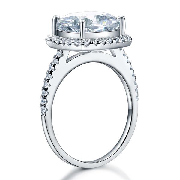 5.00ct Cushion Cut Diamond Halo Engagement Ring, 925 Sterling Silver