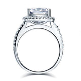5.00ct Cushion Cut Diamond Halo Engagement Ring, 925 Sterling Silver