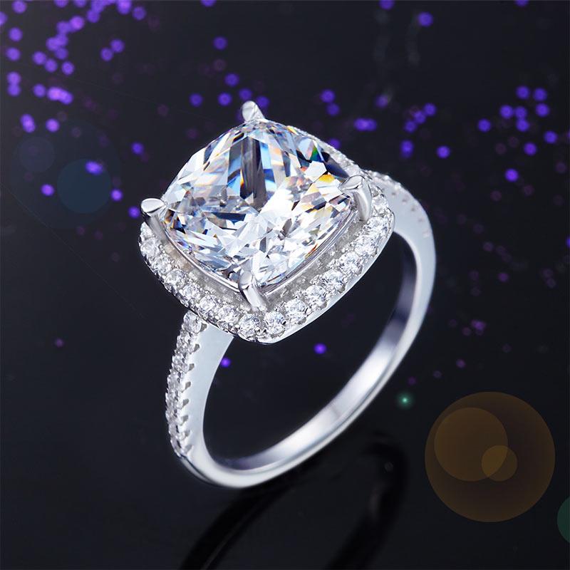 Sterling silver cushion cut engagement rings new arrivals