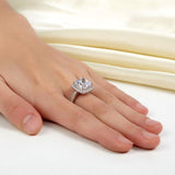 5.00ct Cushion Cut Diamond Halo Engagementl Ring, 925 Sterling Silver