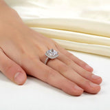 5.00ct Cushion Cut Diamond Halo Engagementl Ring, 925 Sterling Silver
