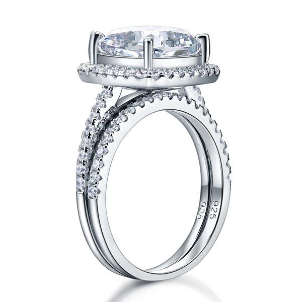 Cushion cut halo bridal set clearance