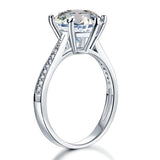 3.00ct Classic Brilliant Cut Diamond Engagement Ring, 925 Silver