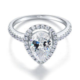 2.00ct Pear Cut Diamond Halo Engagement Ring, 925 Sterling Silver