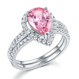 2.00ct Pear Cut Daimond Halo Ring, Fancy Pink Diamond, Bridal Ring Set