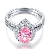 2.00ct Pear Cut Daimond Halo Ring, Fancy Pink Diamond, Bridal Ring Set