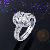 2.00ct Pear Cut Diamond Halo Bridal Ring Set, 925 Sterling Silver