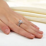 2.00ct Pear Cut Diamond Halo Bridal Ring Set, 925 Sterling Silver