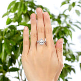 2.00ct Pear Cut Diamond Halo Bridal Ring Set, 925 Sterling Silver