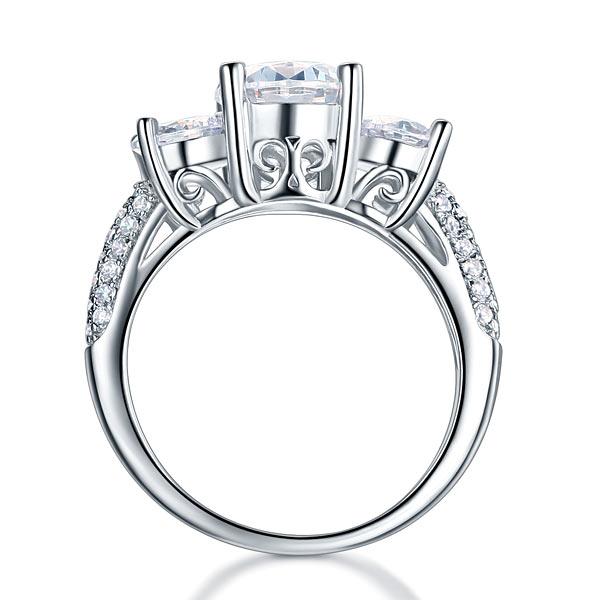 2.00ct Vintage Diamond 3 Stone Engagement Ring, Brilliant Cut, 925 Silver