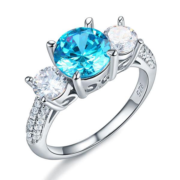 Three stone blue diamond ring shop