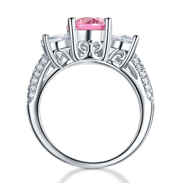 2.00ct Round Brilliant Cut Fancy Pink Diamond 3 Stone Ring
