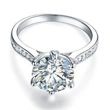 3.00ct Classic Diamond Engagement Ring, Round Brilliant Cut , 925 Sterling Silver